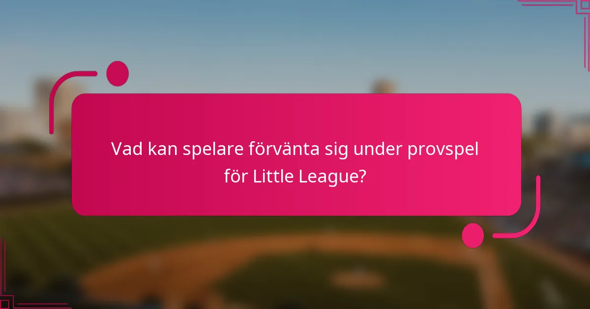Vad kan spelare förvänta sig under provspel för Little League?